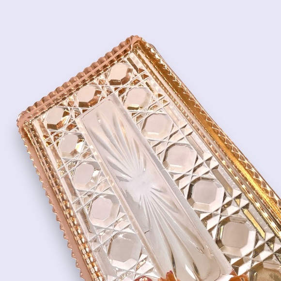 Peach Ballad Vintage Cranberry Tray w/ Server Pink Glass Oneida 8.5” - Picture 8 of 10